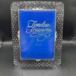 Timeless Treasures 24% Lead Crystal Picture Frame 5x7 Diamond Cut Made in Korea